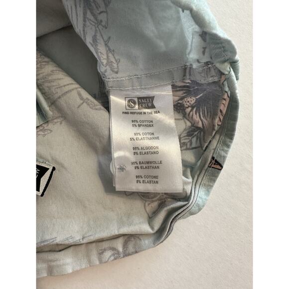 Salty Crew Button Shirt XL Tropic Sails Nautical Floral Outdoor Blue Short Sleev - Picture 10 of 12